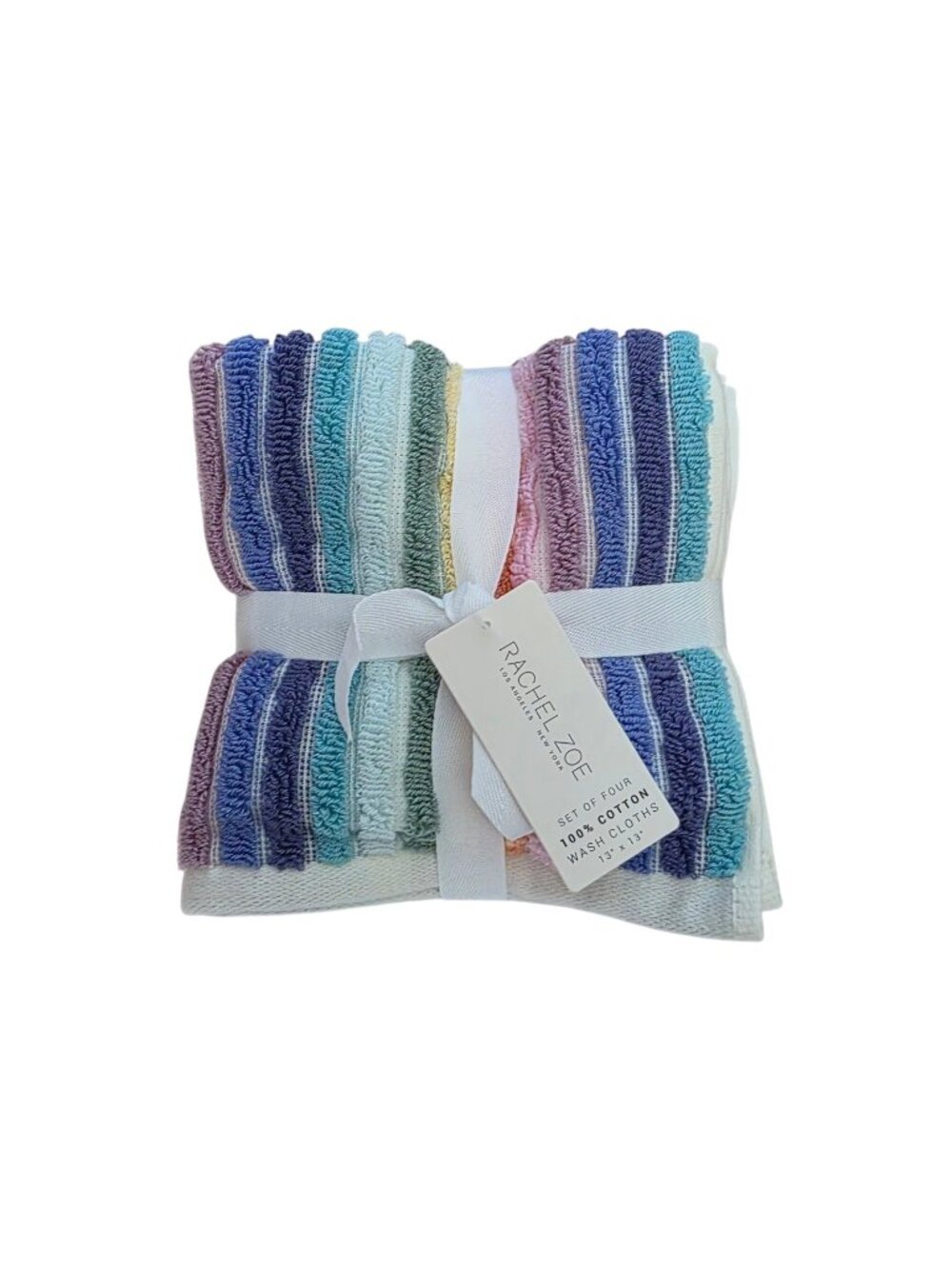 Rachel Zoe Rainbow Stripes Set of 4 Wash Cloths NWT